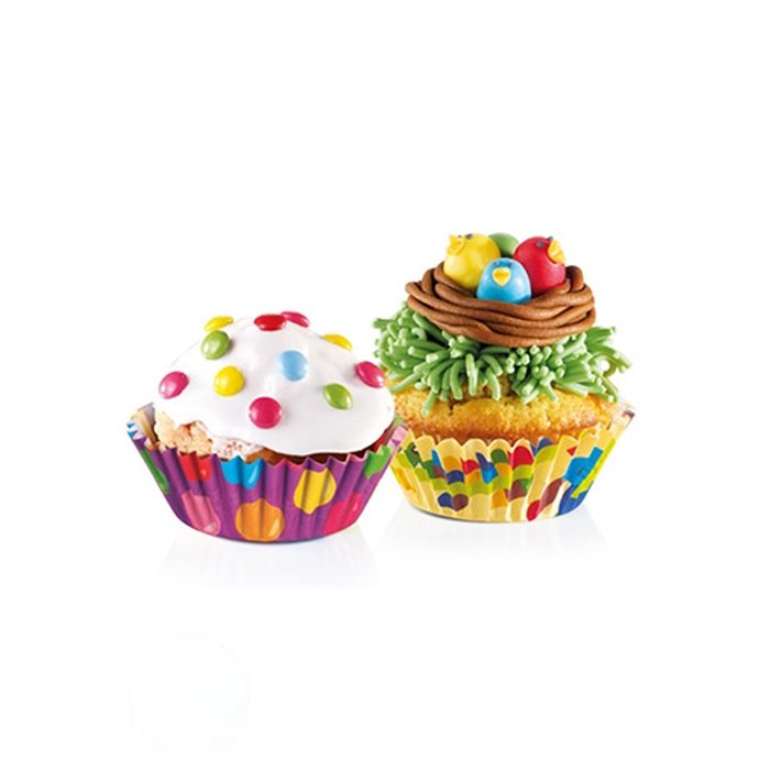 Formas Papel cupcakes coloridas conj.60