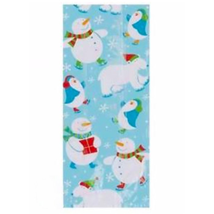 Saco PVC guloseimas/bolachas Bonecos Neve - 28*13cm
