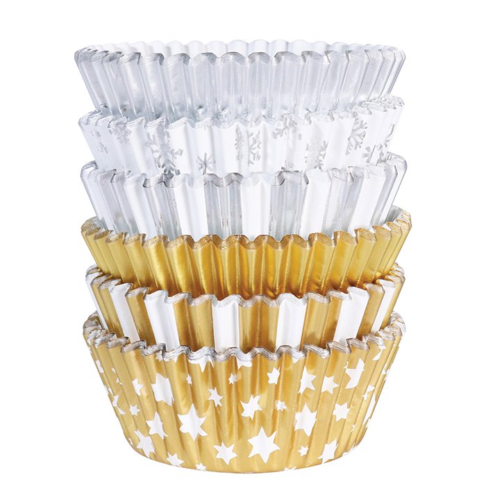Formas Cupcake Natal Ouro/Prata 100und