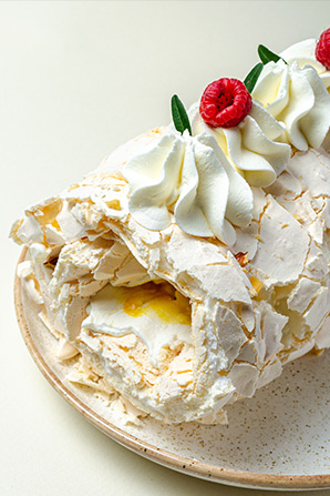 Torta Merengada de Coco e Pêssego
